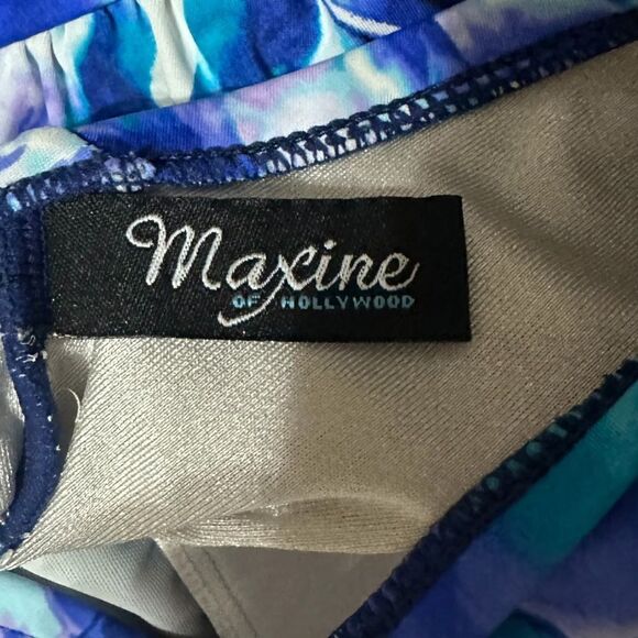 Maxine Purple Blue Neon Full Piece Full Coverage Modest Cinched Waist Bathinsuit - Picture 4 of 5